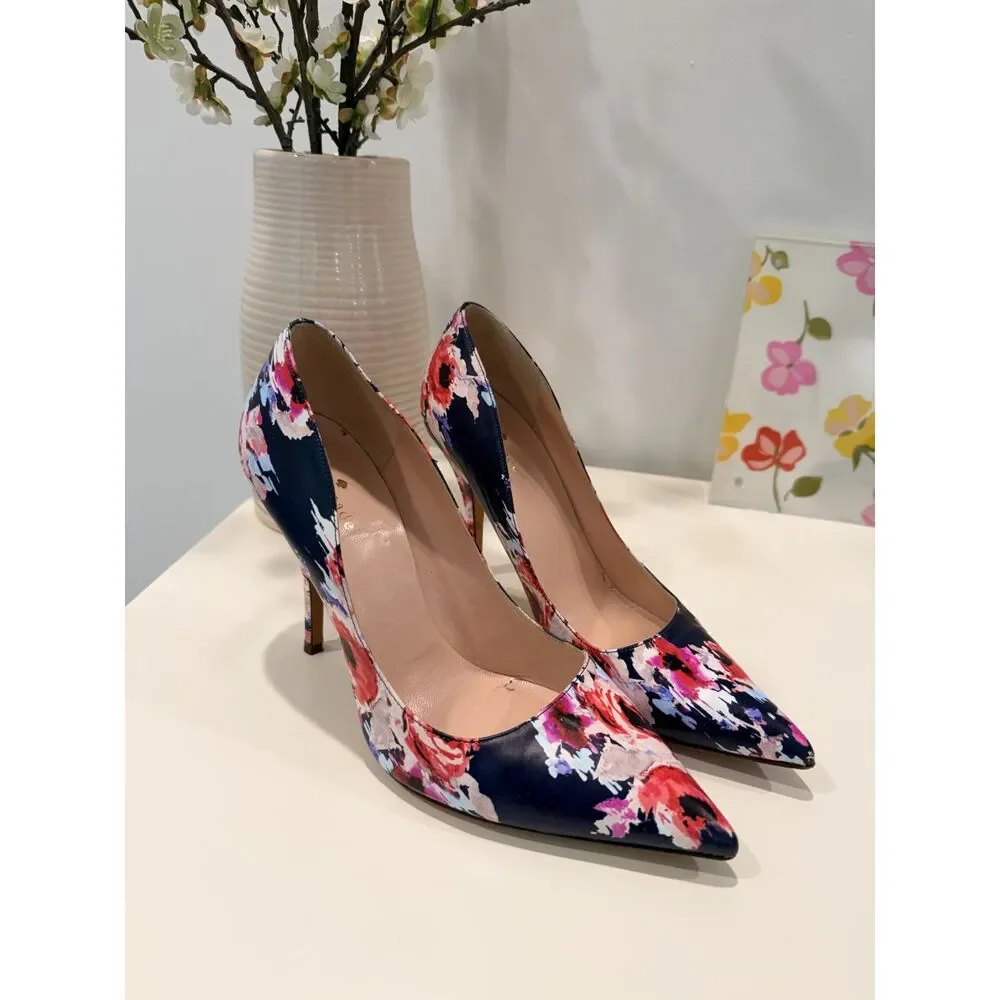 Kate Spade New York Licorice Floral Pointed-Toe Heels 8.5 B
